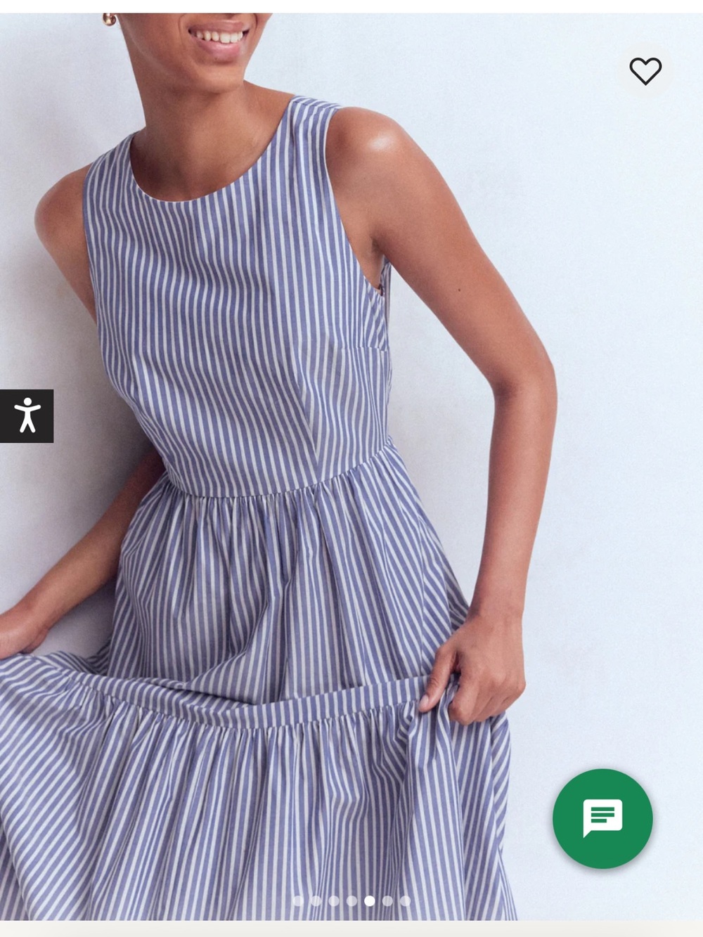 Boden Sleeveless Poplin Dress 8 Reg NWT Surf the Web Stripe Blue White Midi Maxi - Picture 6 of 13